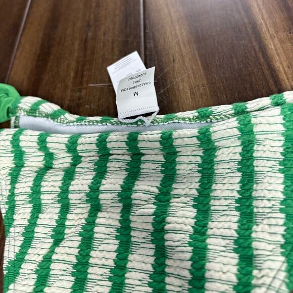 NWOT Bottom size M Cupshe Fresh Squeezed Striped Bikini bottom Green & White - Picture 8 of 11